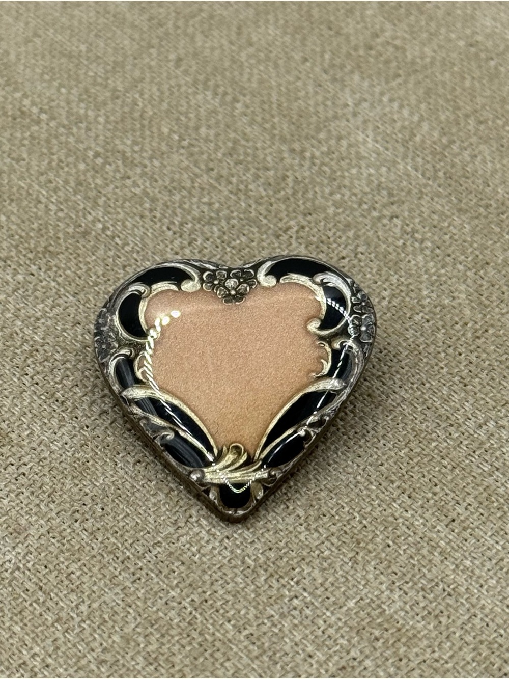 Catherine popesco France Heart-Shaped Pink and Black Enamel Pendant